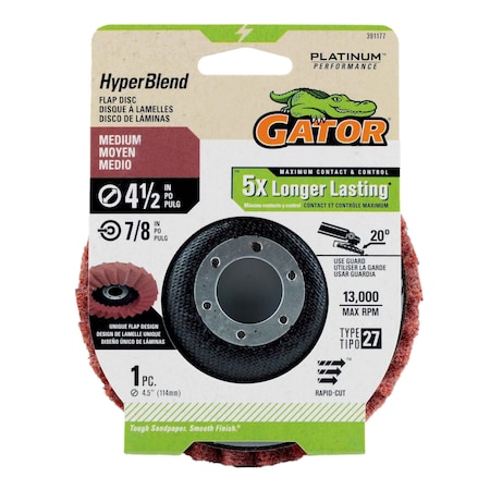 Gator Finishing 4.5 in. X 7/8 in. Sanding Flap Disc, Medium 391177