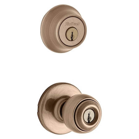 Kwikset Knob Lockset, 3 Grade, Keyed Key, Antique Brass, 238 x 234 in Backset, K6 Keyway 690P5CP6ALRCSK6