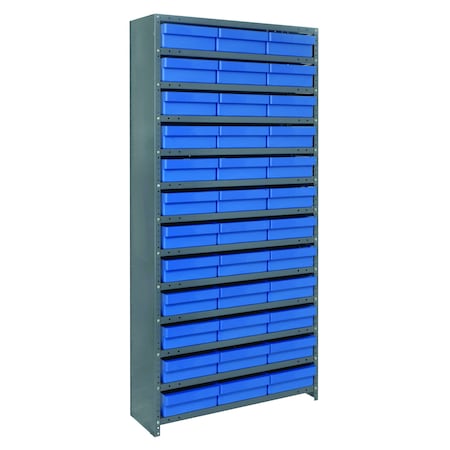 Quantum Storage Systems 13 SHELF CLOSED UNIT W/52 BLUE BINS CL1275-678BL