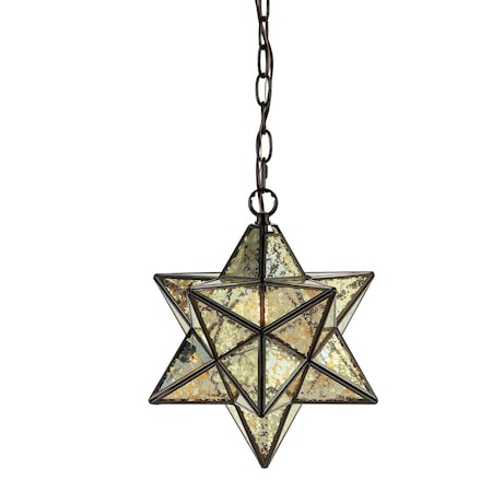 Jonathan Y Stella 12" Moravian Star Metal/Clear Glass LED Pendant, Oil Rubbed Bronze/Mercury Glass JYL9072A