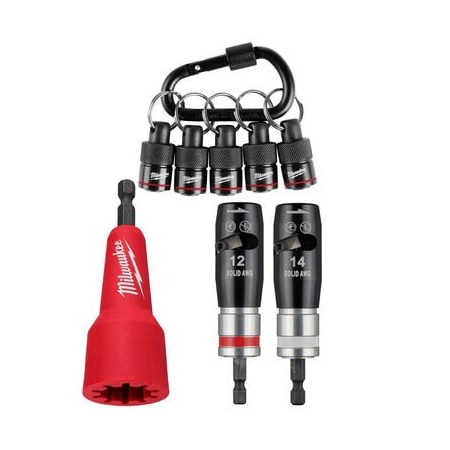 Milwaukee Hand Trucks 2PC Solid Wire Stripper Set, Wire Connector Twister, 5PC Bit Holder with Carabiner Bundle MKE-BDL-11541