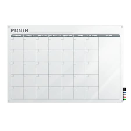 Ghent Harmony Glassboard w/ Standoffs, Square Corners, 1 Month Calendar, Non-Magnetic, 2'Hx3'W GRPHMYSN31M-23