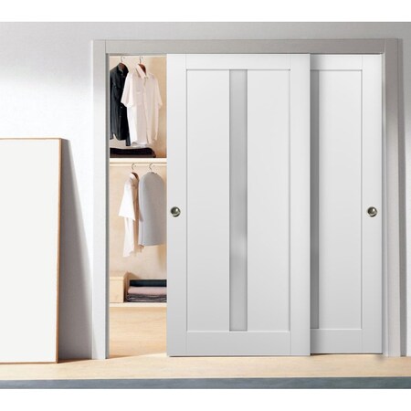 Sartodoors Closet Bypass Interior Door, 36" x 80", White QUADRO4112DBD-WS-36