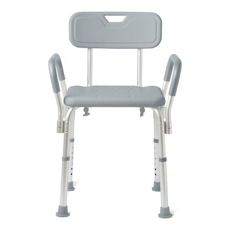 Medline Shower Chair with Backrest and Padded Armrests, 350 lb. Capacity, Gray G2-100KHX1