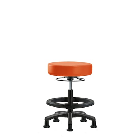 Blue Ridge Ergonomics Vinyl Mini-Stool-Medium Bench Ht with Black Foot Ring&Stat Glides in Orange Kist Trailblazer Vinyl VMBMS-RG-BF-RG-8613