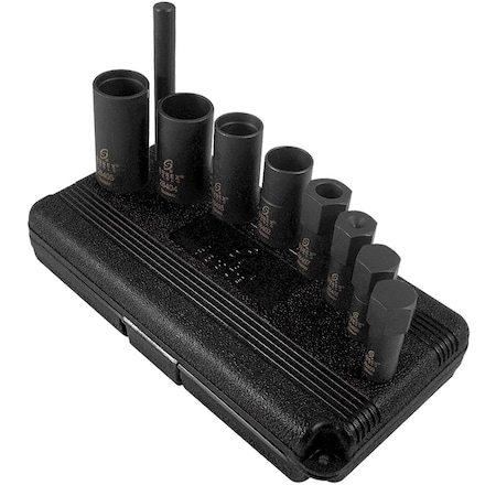 Sunex 1/2 in Drive Hub Cap and Wheel Lock Removal 9-Piece Impact Socket Set 2840