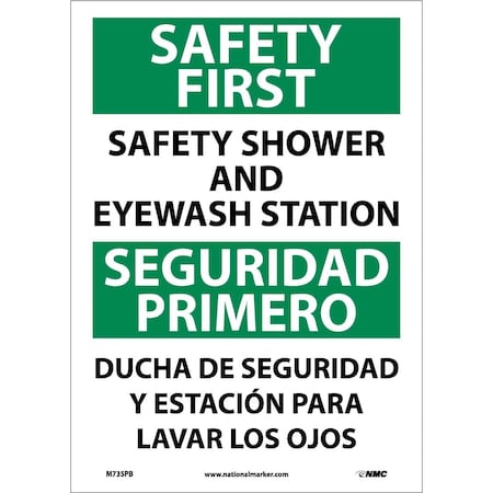 Nmc Safety First Shower And Eyewash Station Sign - Bilingual, M735PB M735PB