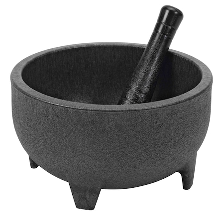 Service Ideas Molcajete Bowl with Pestle, 50 Ounce, Black MB50PBL