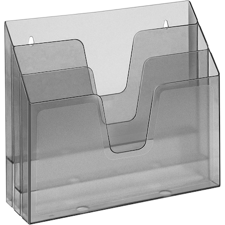 Acrimet Horizontal Triple File Folder Holder Organizer (Clear Smoke Color) 860