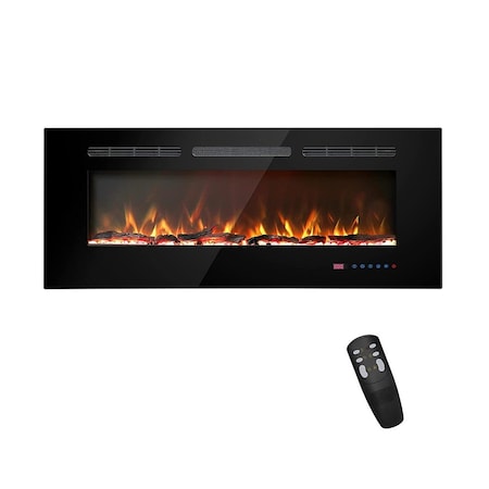 Edendirect 72 in. Smart Electric Fireplace Insert in Black with Remote, Low Noise, 750W/1500W Heating Mode ZR-EF72R