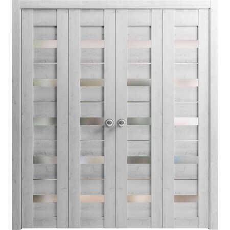 Sartodoors Sliding Closet Double Bi-fold Doors White Solid Core Modern Interior QUADRO4445DBF-NOR-96 x 80 (4* 24x80)