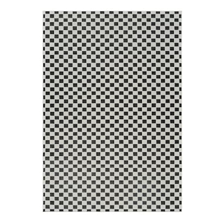 Homeroots 8' X 10' Black and White Geometric Distressed Indoor Outdoor Area Rug 558812