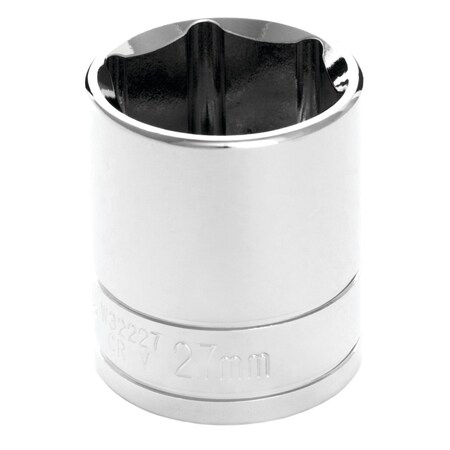 Perform Tool Socket 1/2 In Drive; 27 mm; Metric; 6 Point; Polished Nickel Chrome Plated; Vanadium Alloy Steel W32227