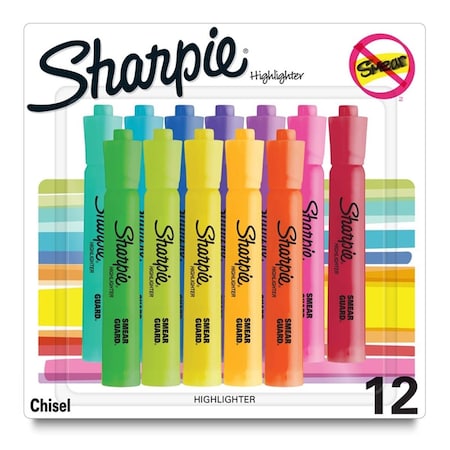 Sanford Sharpie Tank Highlighters, Assorted Color - 12 Count SAN2157492