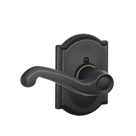 Schlage Residential Left Hand Flair Lever with Camelot Rose Interior Active Trim with 12326 Latch and 10269 F59FLA716CAMLH