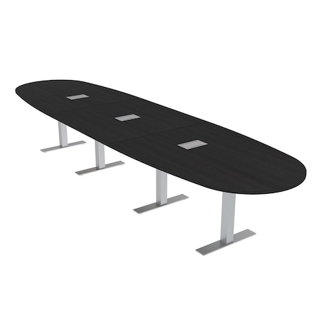 Skutchi Designs 16ft Conference Table With Power Unit | 16 Person Modular Boval Meeting Table | Harmony Series HAR-BOVL-48X192-T-U999ST19-ESIL