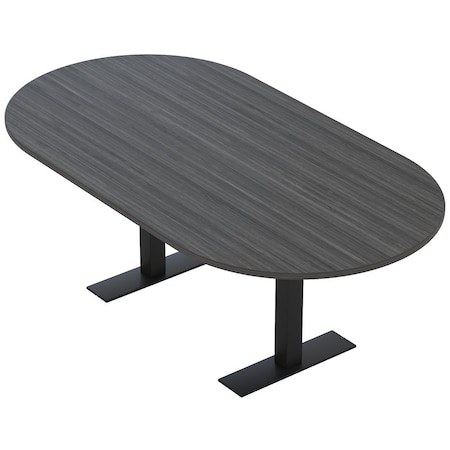 Skutchi Designs 6 Person Conference Table With Power Unit | 7' Racetrack Table | Harmony Series HAR-RAC-48X84-T.BK-WA7949-NA