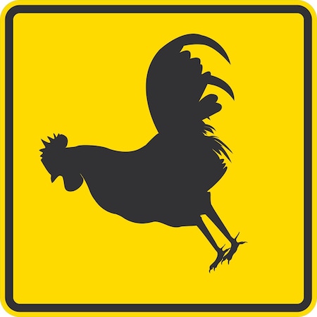 Lyle Rooster Crossing Symbol, 24x24, Diamond Grade, Yellow G-12293-DG_24x24
