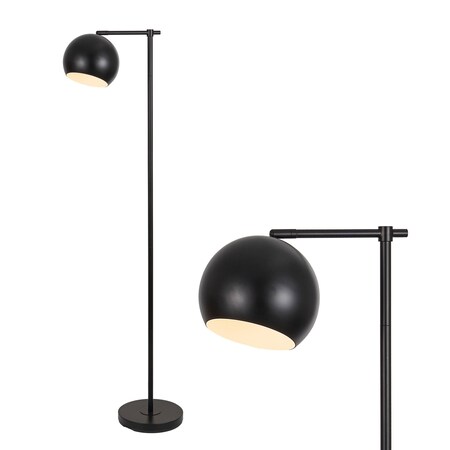Jonathan Y Eva 58.5" Modern Contemporary LED Floor Lamp with Metal Globe Shade, Black JYL3088B