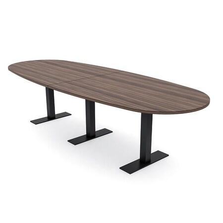 Skutchi Designs 10 Person Conference Table With Power Unit | 10' Boval Table | Harmony Series HAR-BOVL-48X120-T.BK-H3041-NA