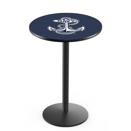 Holland Bar Stool Co 42" Blk Wrinkle US Naval Academy NAVY Pub Table, 36" dia. Top L214B4236USNavA