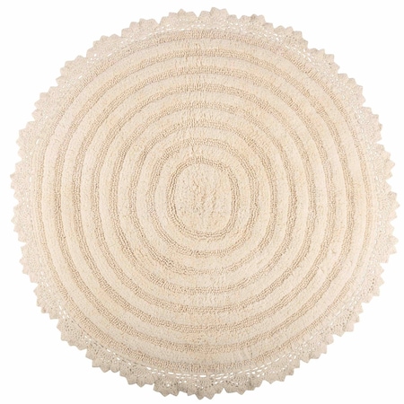 Lavish Home Bathroom Rugs 2 Woven Cotton Bath Mat Set for Boho Decor Round Rugs for Shower, Tub, Toilet, Vanity HT-BATH4-IVY
