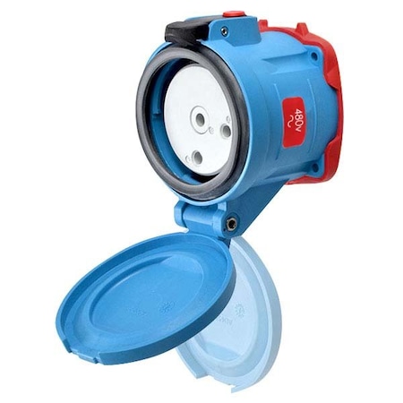 Meltric DS60 RECEPTACLE POLY BLUE SIZE 4 TYPE 4X IP 69 2P+G 60 A 480 VAC 60 Hz NO AUX 33-64042