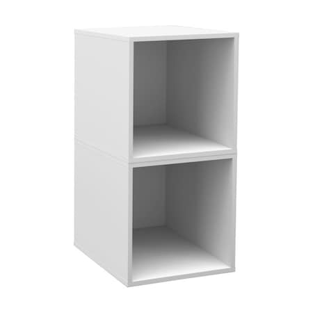 Regency Niche Cubo Wood Stackable Storage Bookcase Shelf Organizer Cube- Snow White, 2PK NCBO132PKSN