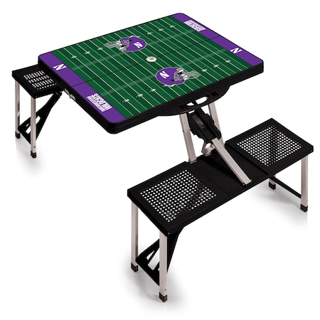 Picnic Time Family Of Brands Northwestern Wildcats - Football Field - Picnic Table Portable Folding Table, Black 811-00-175-435-0