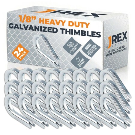 Jrex Safety Galvanized Steel Thimbles for Wire Rope - 1/8", 24PK GCT18-JR-24PK