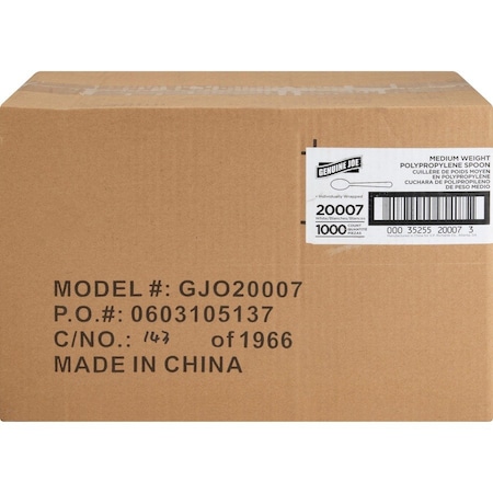 Genuine Joe Individually Wrapped Spoon - White, 1000PK GJO20007