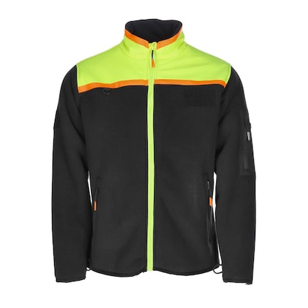 Refrigiwear Men's Fleece Jacket, Polyester Bonded Fleece, Black/Lime, L 8320RBLMLAR