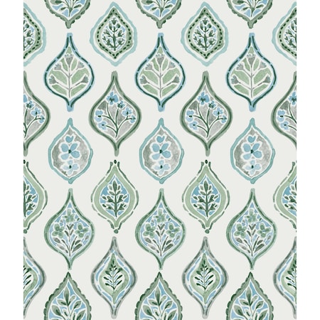 York Wallcoverings Marketplace Motif Pale Grey and Green Wallpaper MN1851