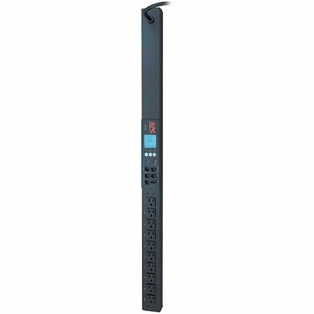 Schneider Electric PDU, Metered, Rack Mounted, 5-15R, 5-15P, 9.84 ft., Black AP8831
