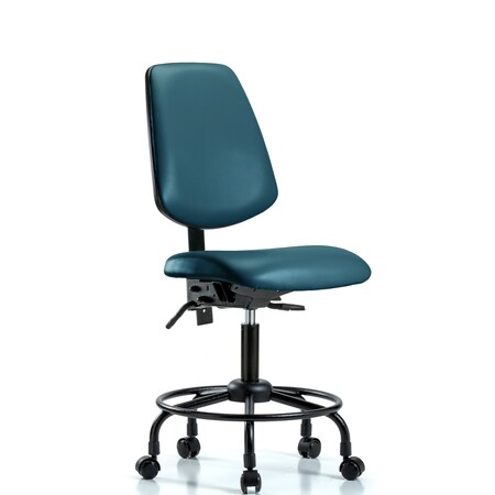 Blue Ridge Ergonomics Vinyl Chair, Desk, Round Tube Base, Med Back, Tilt, Casters, Royal BR-VDHCH-MB-RT-T1-A0-RC-8801