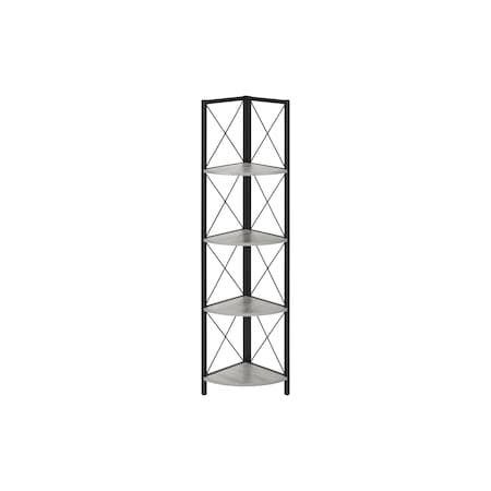 Homeroots 59" Gray Metal Four Tier Corner Bookcase 489791
