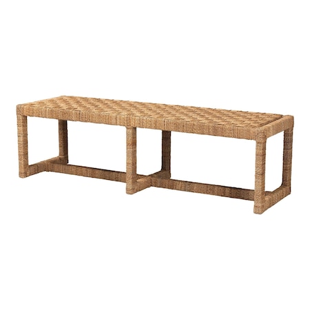 Bali & Pari Cipally Bohemian Seagrass and Mahogany Wood Accent Bench 251-13855-ZORO