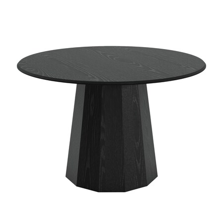 Homeroots 46" Black Solid Wood Pedestal Base Round Top Dining Table 721061