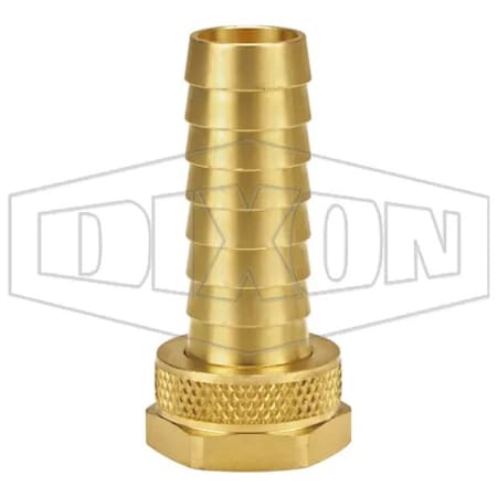 Dixon Long Shank Garden Hose Thread Female Swivel with Swivel Nut, 3/4-11-1/2 x 3/4 in Nominal, Brass, Dom 5941212CLF