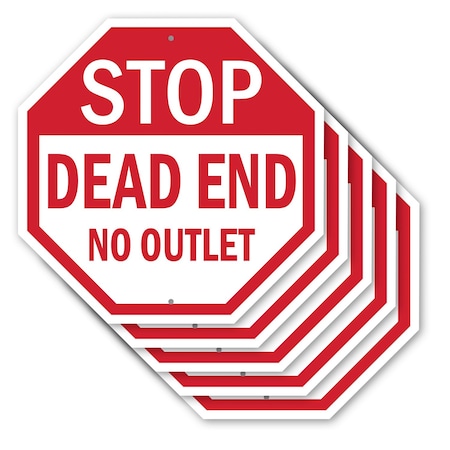 Signmission Stop Dead End No Outlet, 10 inch X 10 inch, Aluminum Metal Signs, 5PK OC-A-5Pack-10-82