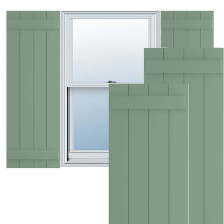 Ekena Millwork True Fit PVC, Four Board Joined Board-n-Batten Shutters, Track Green, 21 1/2W x 46H, PR TFP101BBF21X046TG