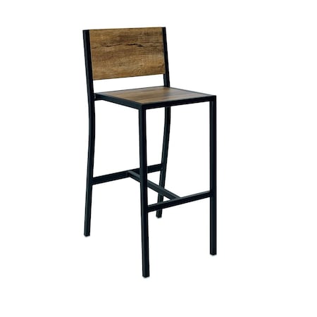 Bfm Seating Chester Barstool - Knotty Pine Relic Seat & Back - Steel Frame - Sand Black 102BKPR-SB