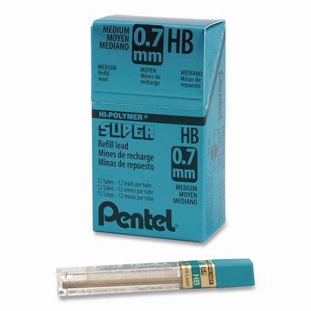 Pentel Super Hi-Polymer Lead Refills, 0.7 mm, HB, Black, 144PK 50-HB
