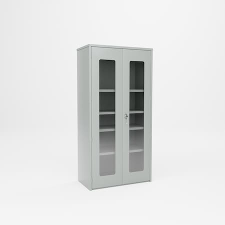 Pucel Heavy Duty Storage Cabinet, 36 in W x 72 in H x 19 in D, Plexiglass Doors, Black HDSC-3672-19-4-PLEX