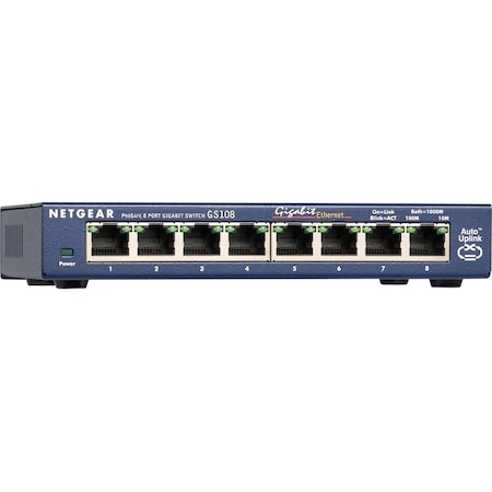 Netgear SWITCH - GS108 - DESKTOP - WIRED - 1GBPS - NETWORKING / PORTS QTY: 8 - GIGABIT E GS108-400NAS