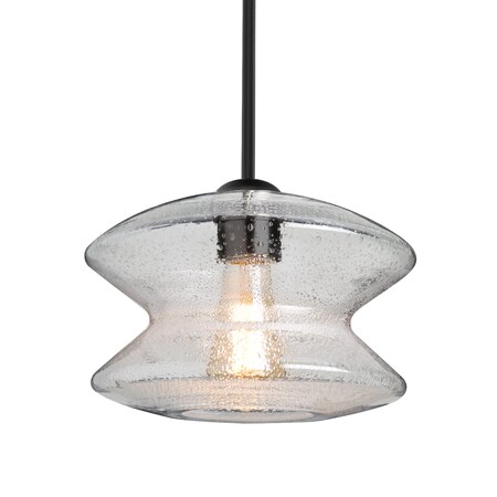 Besa Lighting Besa Zen Stem Pendant, Clear Bubble, Black Finish, 1x 60W MAX E26 Base 1TT-ZENCL-BK