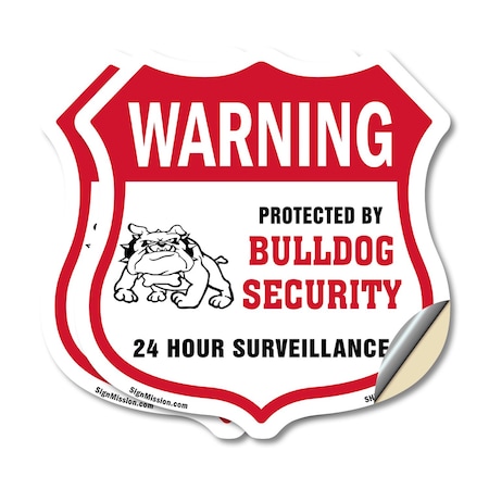 Signmission 24 Hour Surveillance Shield Sign Warning, 18 inch X 18 inch, Vinyl Decal, 2PK SHI-D-2PACK-18-350