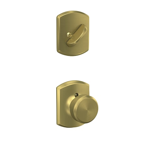 Schlage Residential Bowery Knob with Greenwich Rose Interior Active Trim with 12326 Latch and 10269 Strikes Satin F59BWE608GRW