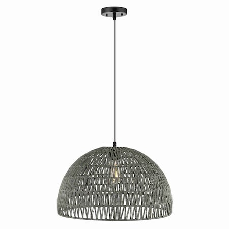 Jonathan Y Campana 20" 1-Light Bohemian Modern Woven Rope/Iron LED Pendant, Gray JYL6504D