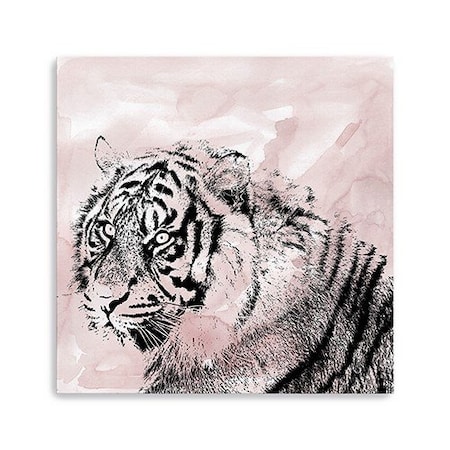 Homeroots Pink Crouching Tiger Unframed Print Wall Art 398887